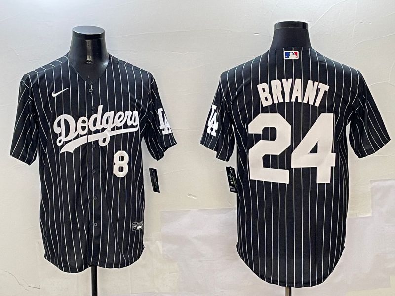Men Los Angeles Dodgers 24 Bryant Black Stripe Jointly Name 2025 Nike MLB Jersey style 1